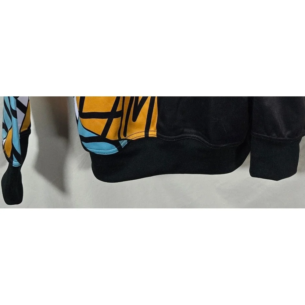 Split Graphic Hoodie Black Multi Color‎ Graffiti Abstract Art Unisex Large